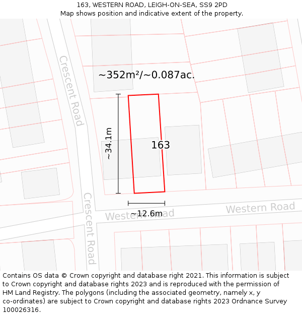 163, WESTERN ROAD, LEIGH-ON-SEA, SS9 2PD: Plot and title map