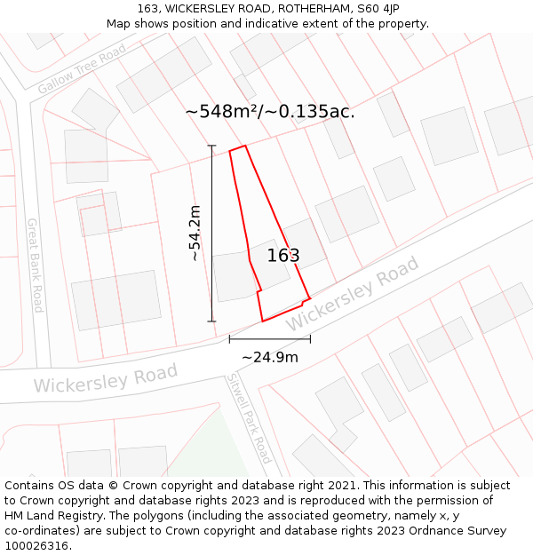 163, WICKERSLEY ROAD, ROTHERHAM, S60 4JP: Plot and title map