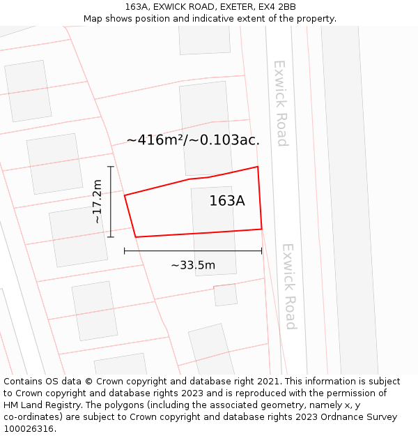 163A, EXWICK ROAD, EXETER, EX4 2BB: Plot and title map