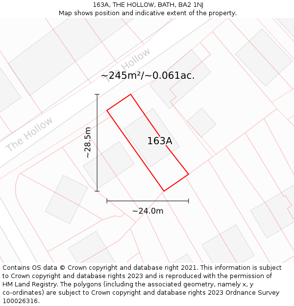 163A, THE HOLLOW, BATH, BA2 1NJ: Plot and title map