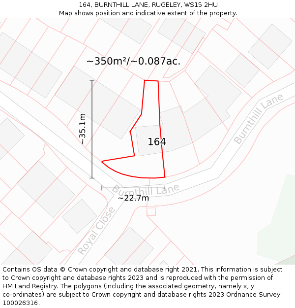 164, BURNTHILL LANE, RUGELEY, WS15 2HU: Plot and title map