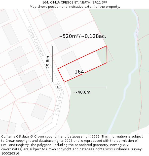 164, CIMLA CRESCENT, NEATH, SA11 3PF: Plot and title map