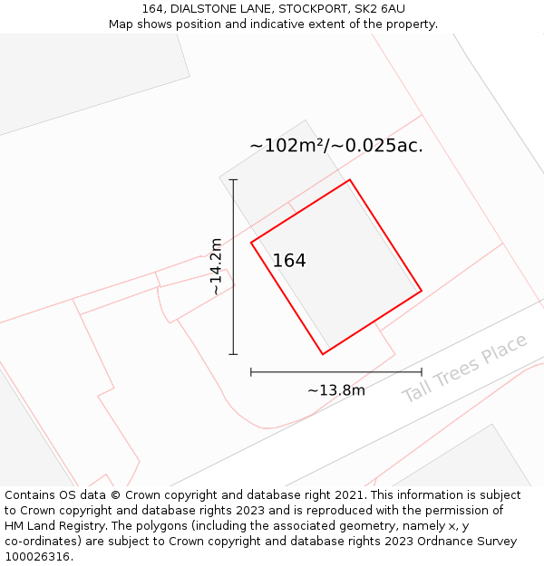 164, DIALSTONE LANE, STOCKPORT, SK2 6AU: Plot and title map