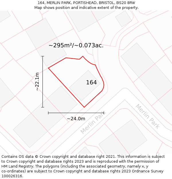 164, MERLIN PARK, PORTISHEAD, BRISTOL, BS20 8RW: Plot and title map