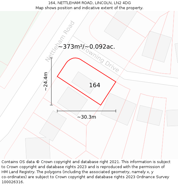 164, NETTLEHAM ROAD, LINCOLN, LN2 4DG: Plot and title map