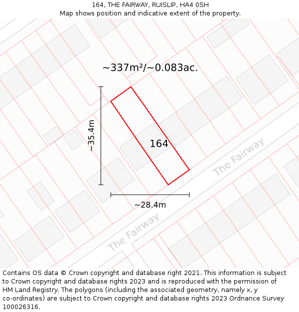 164, THE FAIRWAY, RUISLIP, HA4 0SH: Plot and title map