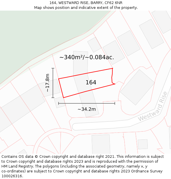 164, WESTWARD RISE, BARRY, CF62 6NR: Plot and title map