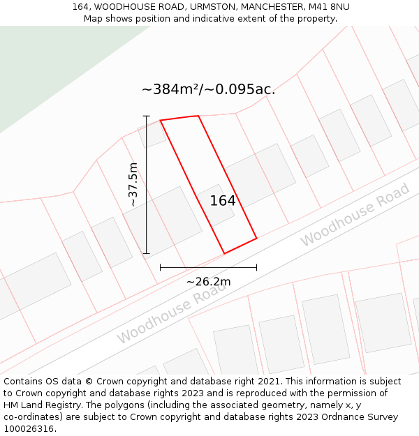 164, WOODHOUSE ROAD, URMSTON, MANCHESTER, M41 8NU: Plot and title map