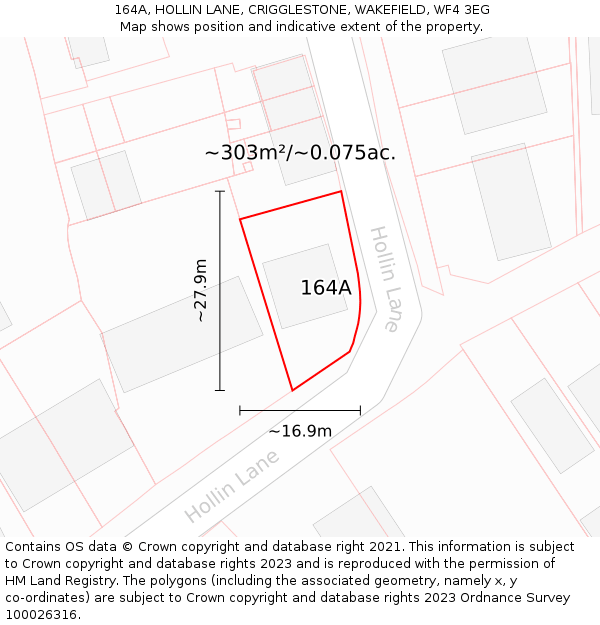 164A, HOLLIN LANE, CRIGGLESTONE, WAKEFIELD, WF4 3EG: Plot and title map
