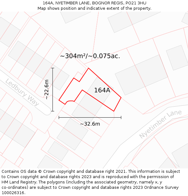 164A, NYETIMBER LANE, BOGNOR REGIS, PO21 3HU: Plot and title map