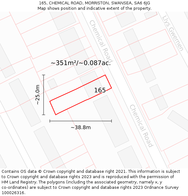 165, CHEMICAL ROAD, MORRISTON, SWANSEA, SA6 6JG: Plot and title map