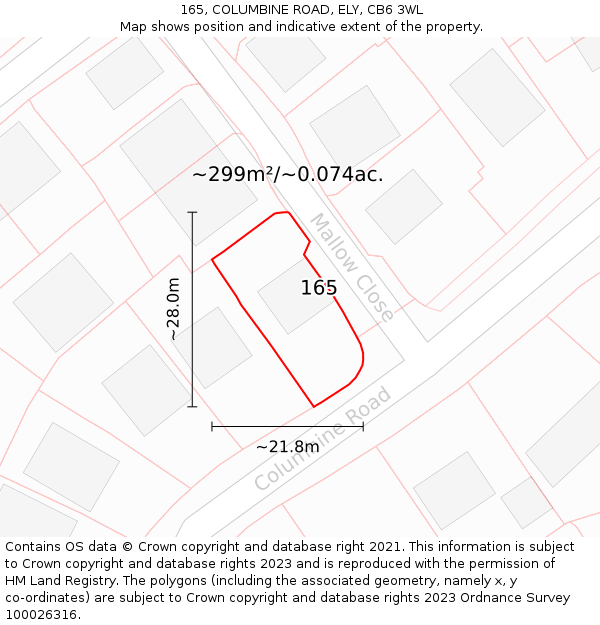 165, COLUMBINE ROAD, ELY, CB6 3WL: Plot and title map