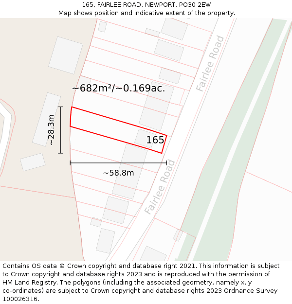 165, FAIRLEE ROAD, NEWPORT, PO30 2EW: Plot and title map