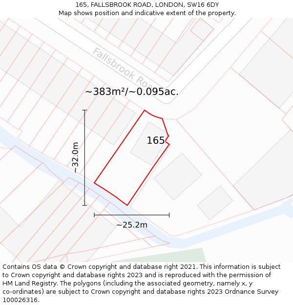 165, FALLSBROOK ROAD, LONDON, SW16 6DY: Plot and title map