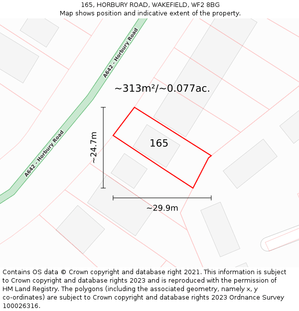 165, HORBURY ROAD, WAKEFIELD, WF2 8BG: Plot and title map