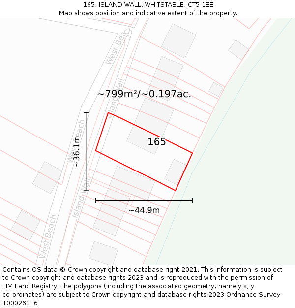 165, ISLAND WALL, WHITSTABLE, CT5 1EE: Plot and title map