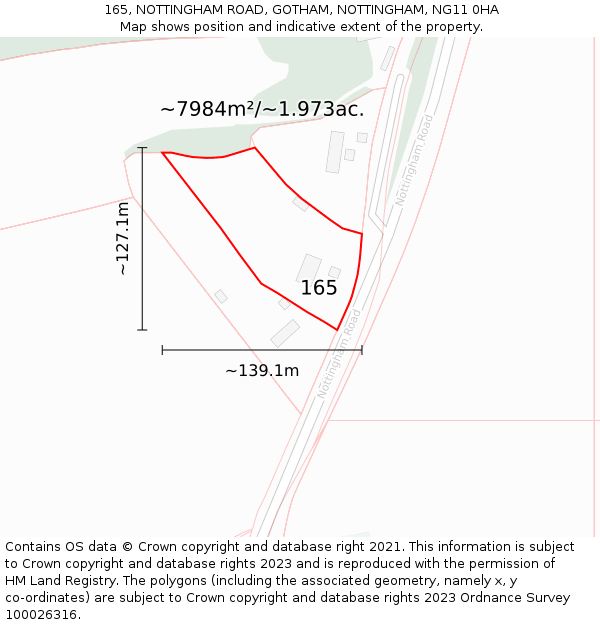 165, NOTTINGHAM ROAD, GOTHAM, NOTTINGHAM, NG11 0HA: Plot and title map