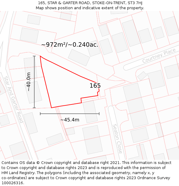 165, STAR & GARTER ROAD, STOKE-ON-TRENT, ST3 7HJ: Plot and title map