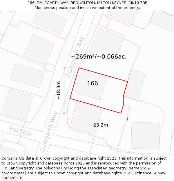 166, DALEGARTH WAY, BROUGHTON, MILTON KEYNES, MK10 7BR: Plot and title map