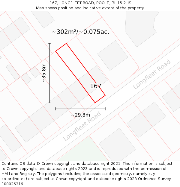 167, LONGFLEET ROAD, POOLE, BH15 2HS: Plot and title map