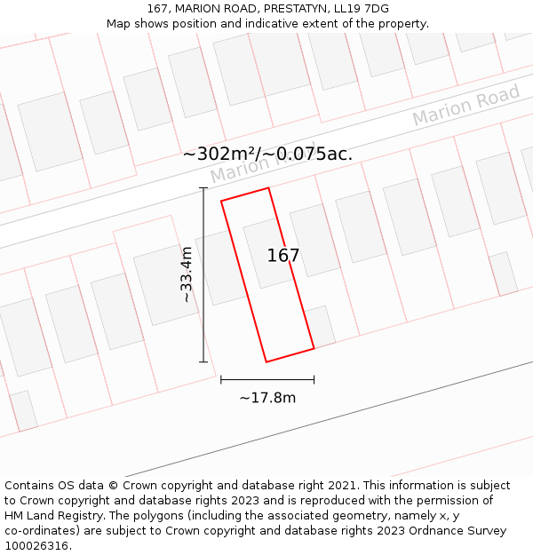 167, MARION ROAD, PRESTATYN, LL19 7DG: Plot and title map