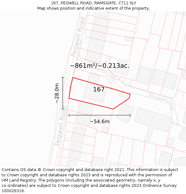 167, PEGWELL ROAD, RAMSGATE, CT11 0LY: Plot and title map