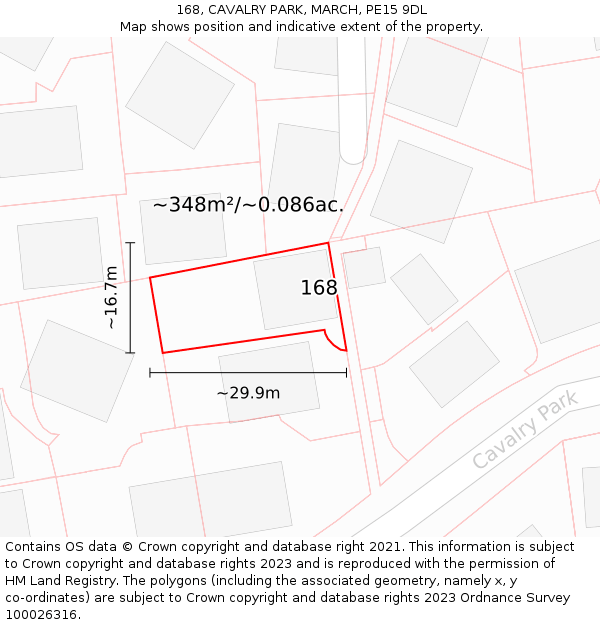 168, CAVALRY PARK, MARCH, PE15 9DL: Plot and title map