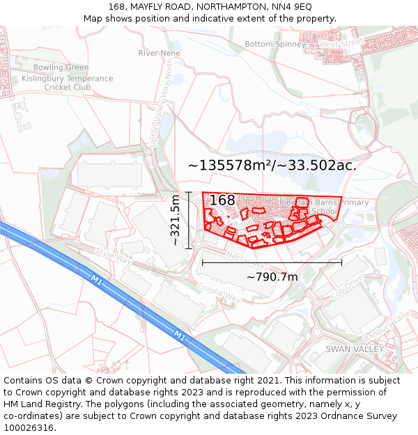 168, MAYFLY ROAD, NORTHAMPTON, NN4 9EQ: Plot and title map