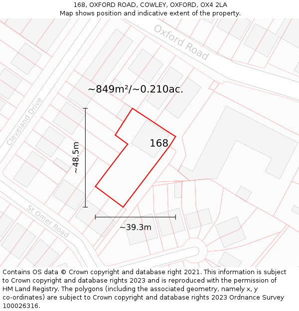 168, OXFORD ROAD, COWLEY, OXFORD, OX4 2LA: Plot and title map