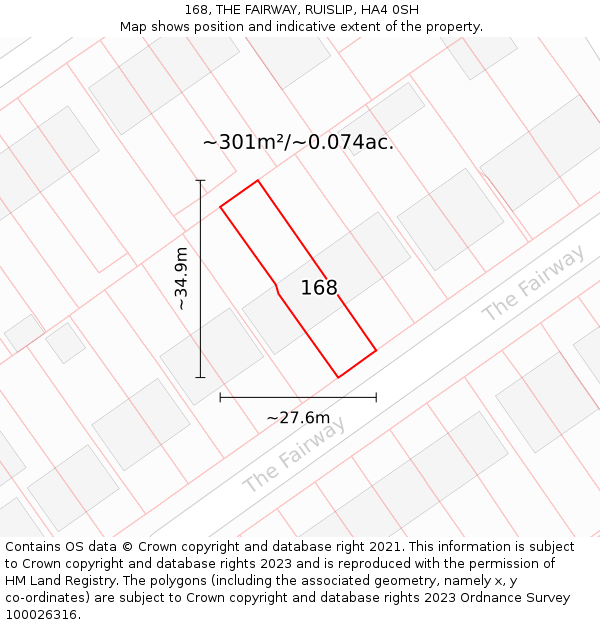 168, THE FAIRWAY, RUISLIP, HA4 0SH: Plot and title map