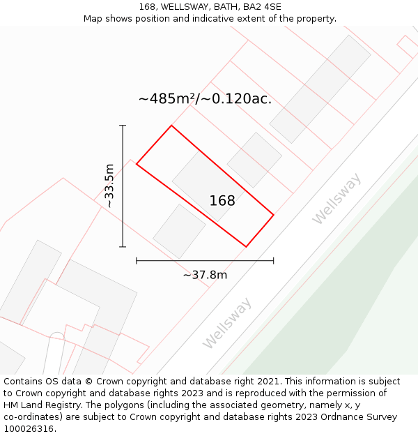 168, WELLSWAY, BATH, BA2 4SE: Plot and title map