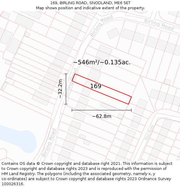 169, BIRLING ROAD, SNODLAND, ME6 5ET: Plot and title map