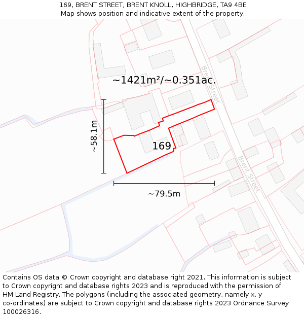 169, BRENT STREET, BRENT KNOLL, HIGHBRIDGE, TA9 4BE: Plot and title map