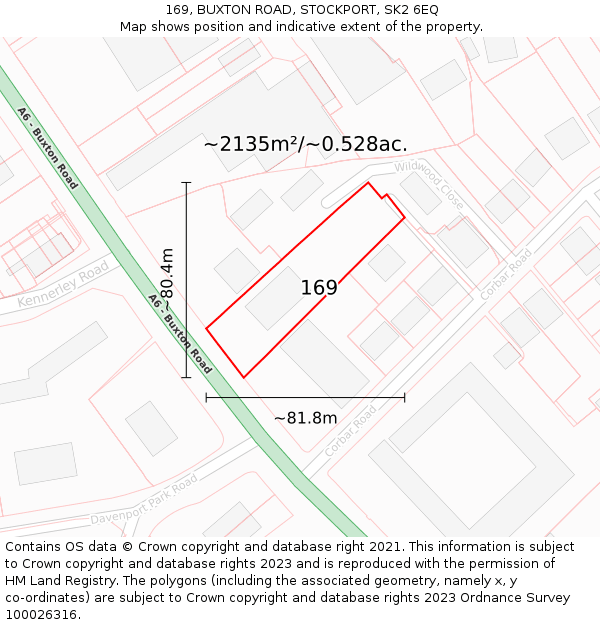 169, BUXTON ROAD, STOCKPORT, SK2 6EQ: Plot and title map