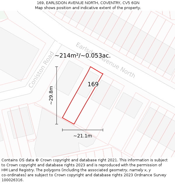 169, EARLSDON AVENUE NORTH, COVENTRY, CV5 6GN: Plot and title map