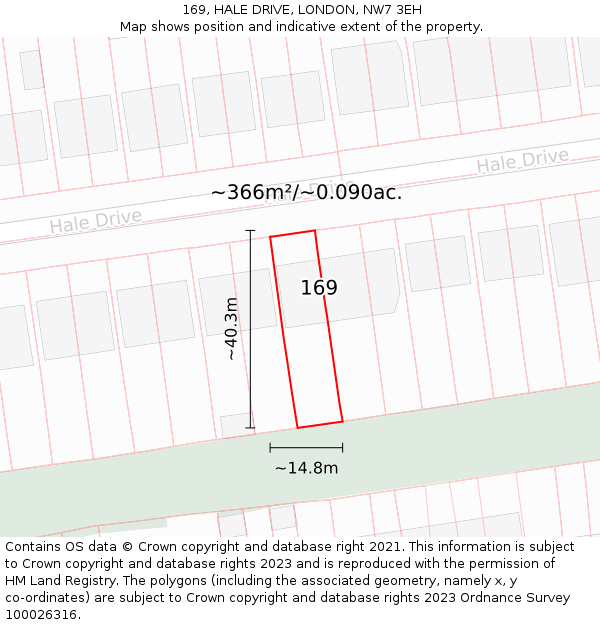 169, HALE DRIVE, LONDON, NW7 3EH: Plot and title map