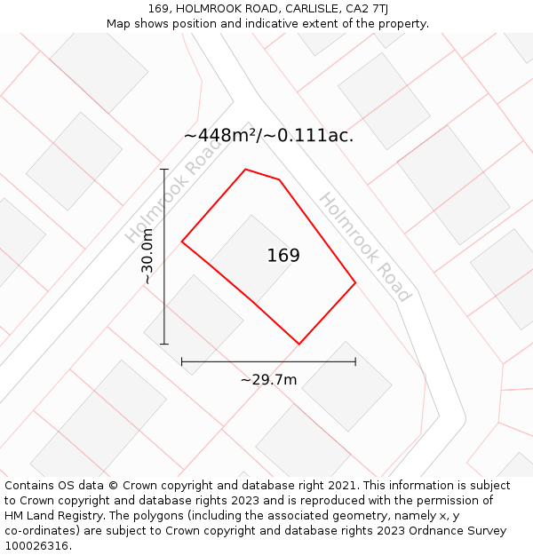 169, HOLMROOK ROAD, CARLISLE, CA2 7TJ: Plot and title map