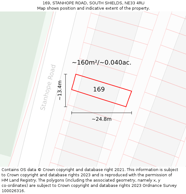 169, STANHOPE ROAD, SOUTH SHIELDS, NE33 4RU: Plot and title map