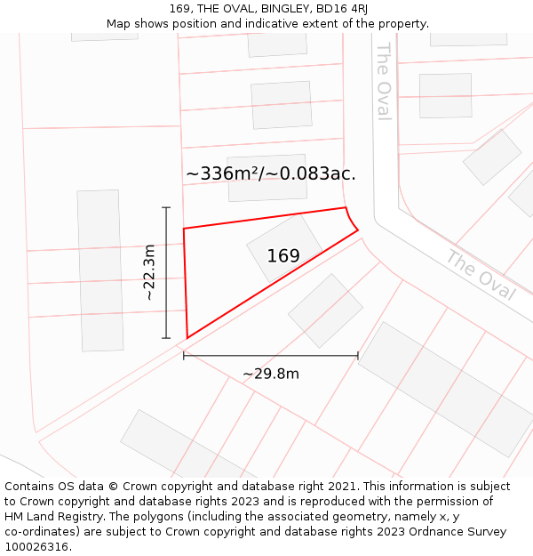 169, THE OVAL, BINGLEY, BD16 4RJ: Plot and title map