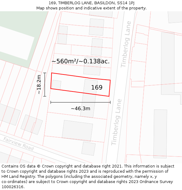 169, TIMBERLOG LANE, BASILDON, SS14 1PJ: Plot and title map