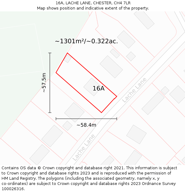 16A, LACHE LANE, CHESTER, CH4 7LR: Plot and title map