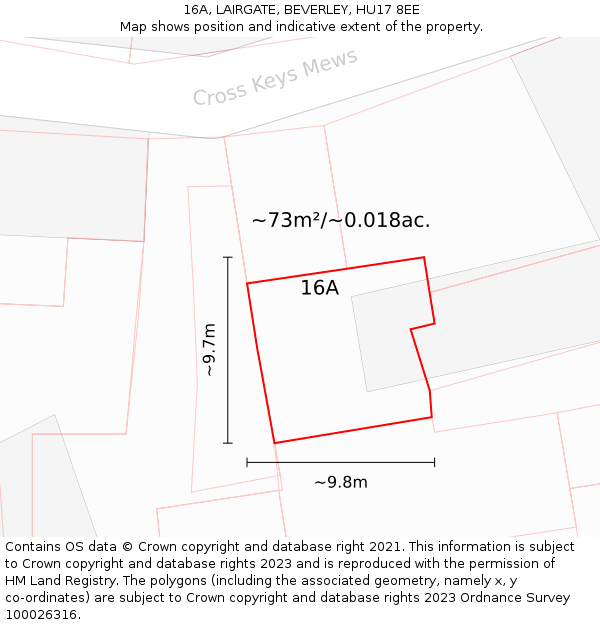 16A, LAIRGATE, BEVERLEY, HU17 8EE: Plot and title map