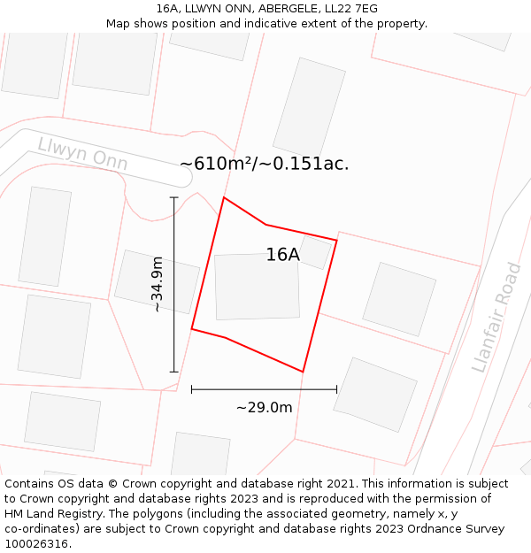 16A, LLWYN ONN, ABERGELE, LL22 7EG: Plot and title map