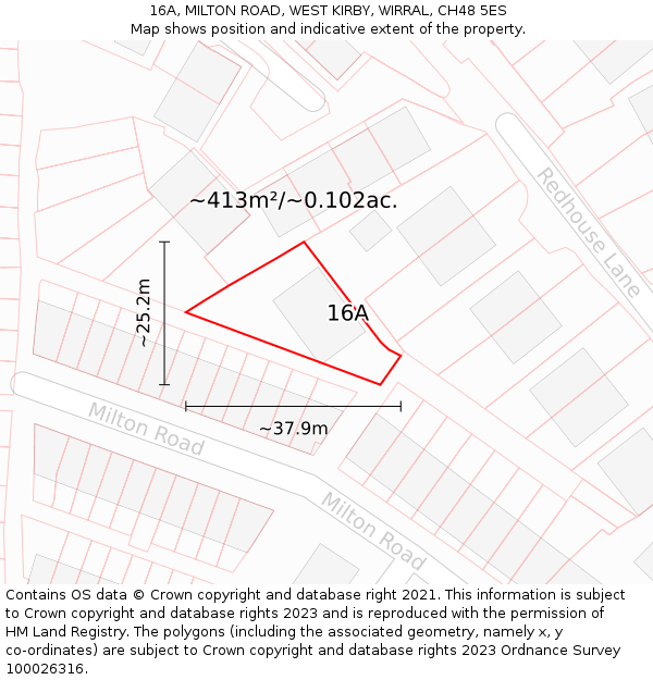 16A, MILTON ROAD, WEST KIRBY, WIRRAL, CH48 5ES: Plot and title map