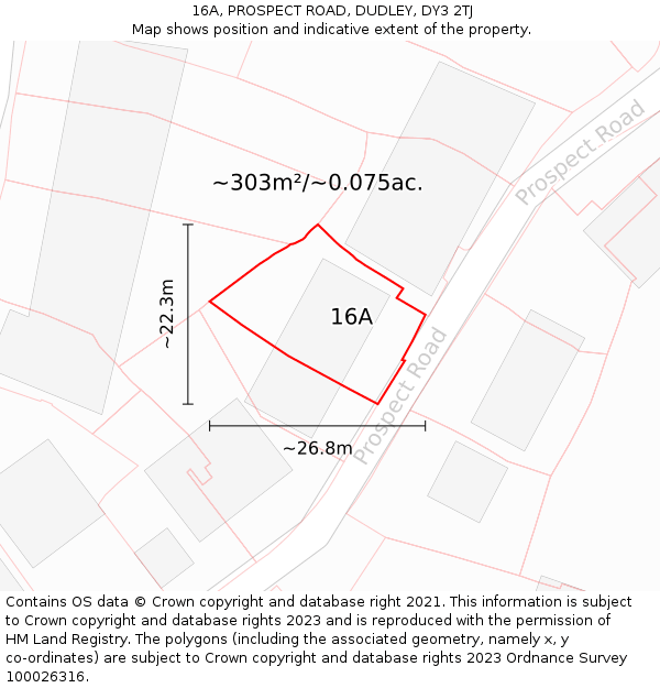 16A, PROSPECT ROAD, DUDLEY, DY3 2TJ: Plot and title map