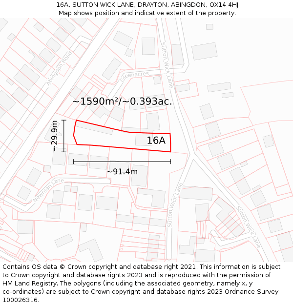 16A, SUTTON WICK LANE, DRAYTON, ABINGDON, OX14 4HJ: Plot and title map