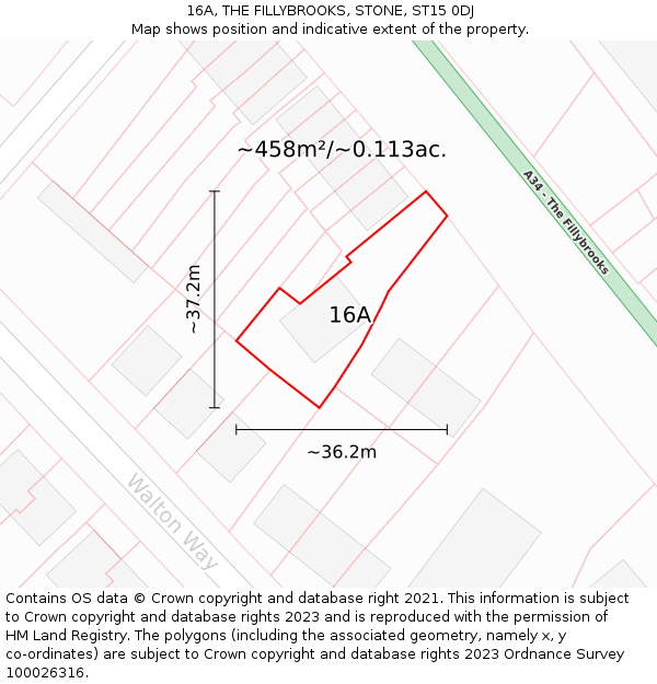 16A, THE FILLYBROOKS, STONE, ST15 0DJ: Plot and title map