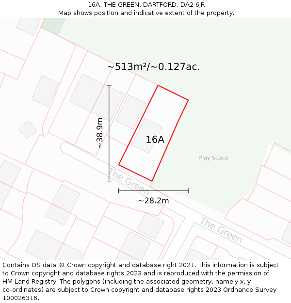 16A, THE GREEN, DARTFORD, DA2 6JR: Plot and title map