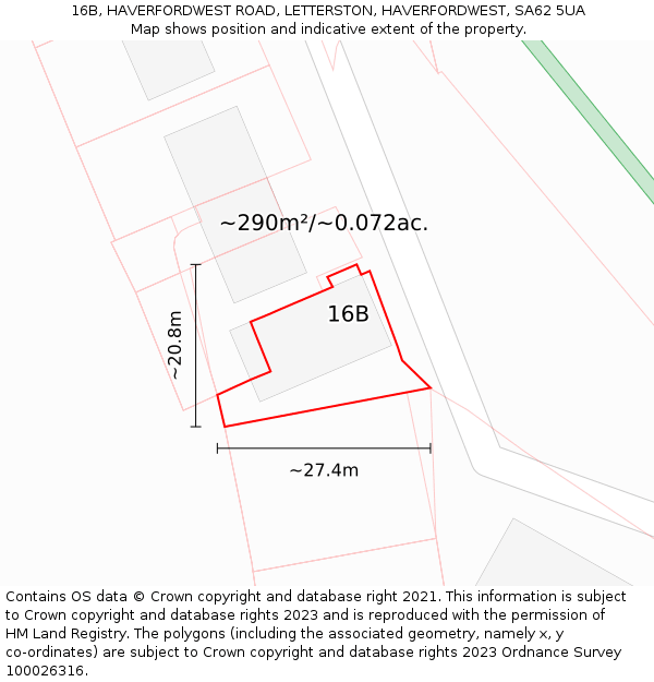 16B, HAVERFORDWEST ROAD, LETTERSTON, HAVERFORDWEST, SA62 5UA: Plot and title map