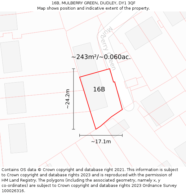 16B, MULBERRY GREEN, DUDLEY, DY1 3QF: Plot and title map